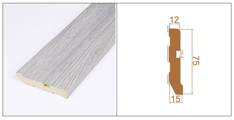 Tấm ốp ch&acirc;n tường bằng nhựa PVC ẩn 75 * 15mm