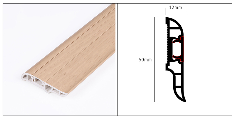 Tấm ốp ch&acirc;n tường ẩn PVC 50 * 12 mm