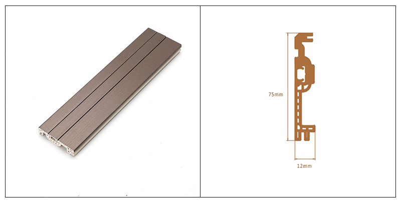 Tấm ốp ch&acirc;n tường ẩn WPC 50 * 12mm