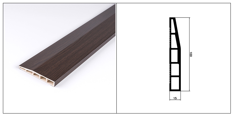 Tấm ốp ch&acirc;n tường PVC v&aacute;t 100 * 15mm
