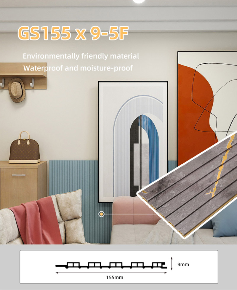 Tấm tường rỗng c&oacute; r&atilde;nh PVC chống thấm nước 155 * 17mm