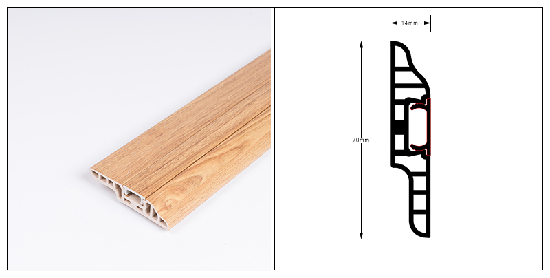 Tấm ốp ch&acirc;n tường ẩn PVC 70 * 14mm