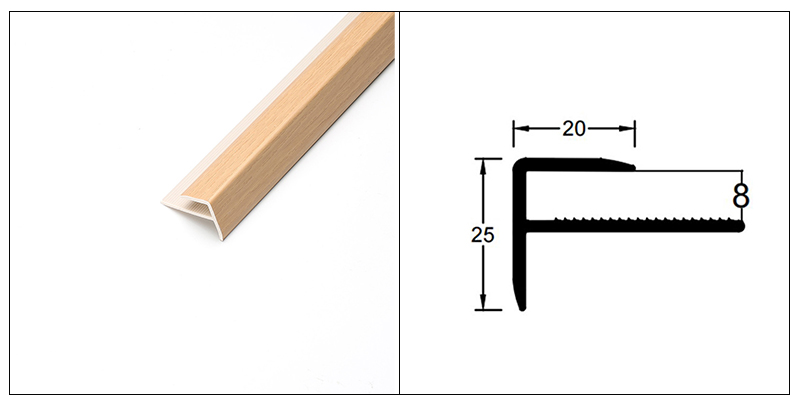 Hồ sơ mũi cầu thang PVC h&igrave;nh chữ F 20 * 25 mm
