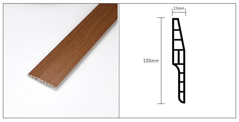 Tấm v&aacute;n ch&acirc;n tường PVC rỗng 100 * 15mm