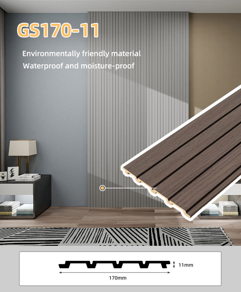 Tấm ốp tường bằng nhựa PVC ho&agrave;n thiện bằng gỗ 170 * 11mm