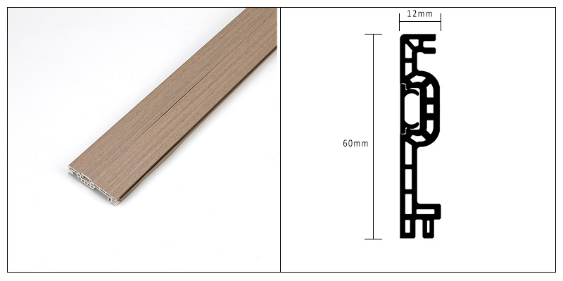 Tấm ốp ch&acirc;n tường ẩn WPC 60 * 12mm