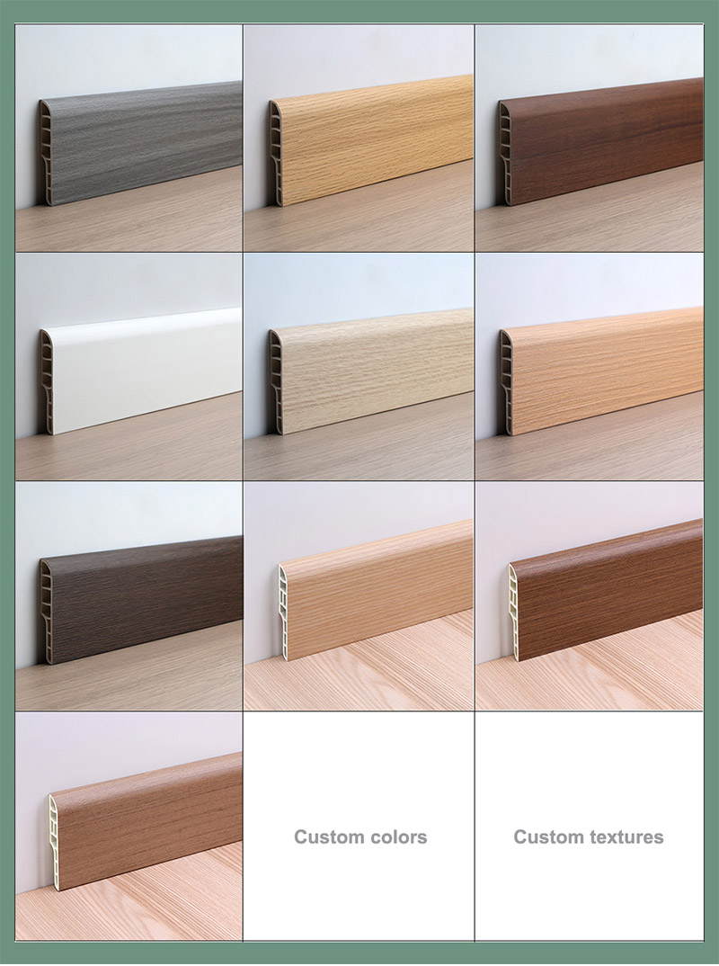 Tấm ốp ch&acirc;n tường bằng b&uacute;t ch&igrave; PVC 70 * 12 mm