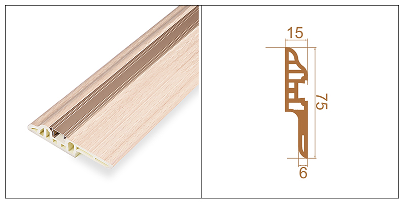 Tấm ốp ch&acirc;n tường ẩn m&oacute;ng tay bằng nhựa PVC 75 * 15mm