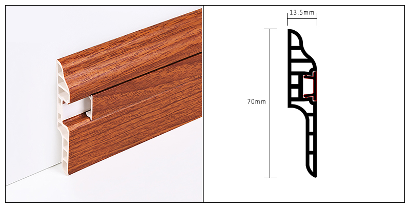 Tấm ốp ch&acirc;n tường lưỡi cừu PVC 70 * 13,5mm