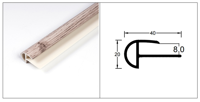 Mũi cầu thang PVC tr&ograve;n 40 * 20mm