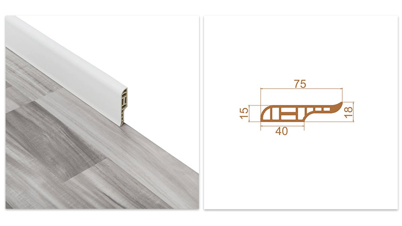 Tấm ốp ch&acirc;n tường bằng b&uacute;t ch&igrave; PVC 75 * 18mm