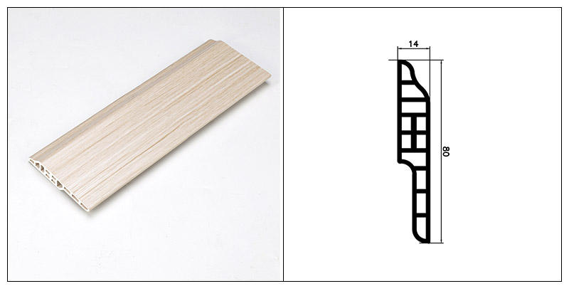 Tấm ốp ch&acirc;n tường bằng nhựa PVC 80 * 14mm