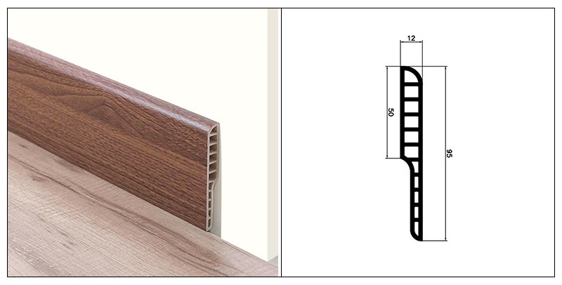V&aacute;n ch&acirc;n tường tr&ograve;n bằng b&uacute;t ch&igrave; PVC 95 * 12 mm