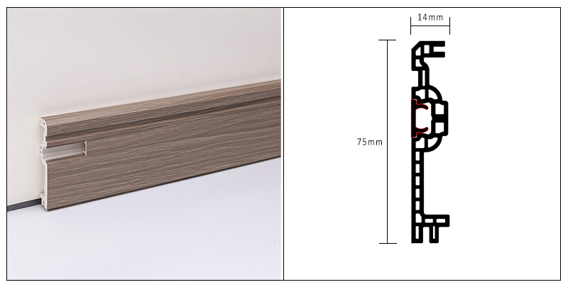 V&aacute;n ch&acirc;n tường ẩn WPC 75 * 14mm