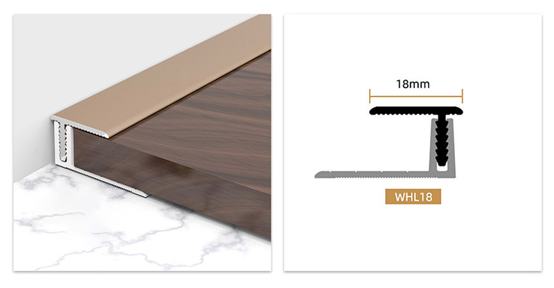 Viền s&agrave;n hợp kim nh&ocirc;m một mặt h&igrave;nh chữ T 18 * 11,3mm