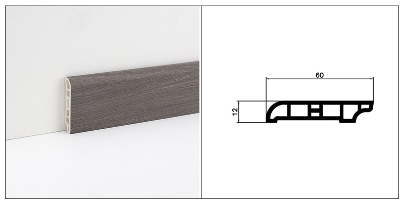 V&aacute;n ch&acirc;n tường PVC hạt gỗ 60 * 15mm