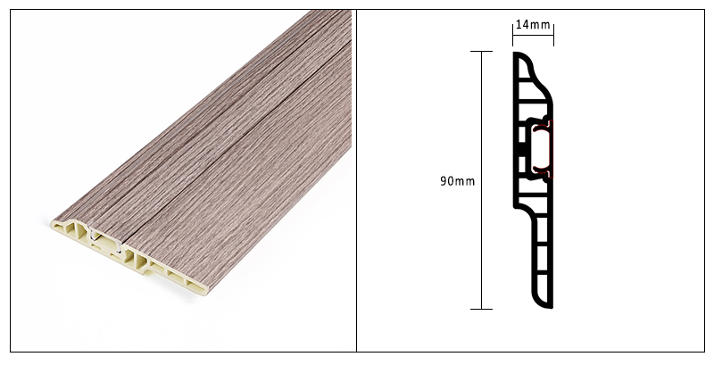 Tấm ốp ch&acirc;n tường ẩn PVC 90 * 14mm