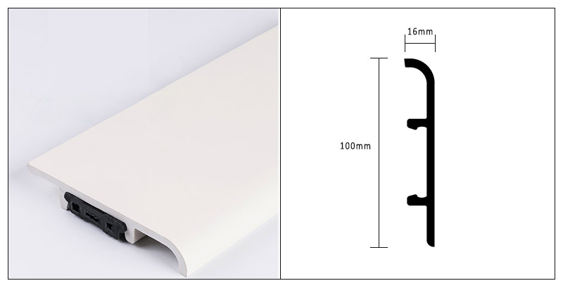 Tấm ốp ch&acirc;n tường kẹp PVC 100 * 16mm