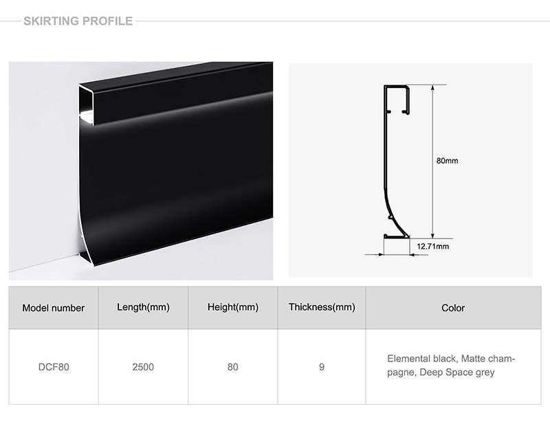 Tấm ốp ch&acirc;n tường nh&ocirc;m LED 80 * 9mm