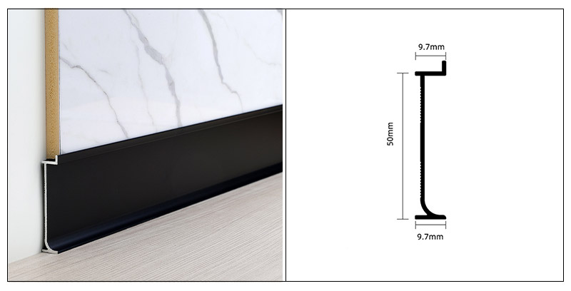Tấm ốp ch&acirc;n tường hợp kim nh&ocirc;m l&otilde;m 50**9,7mm