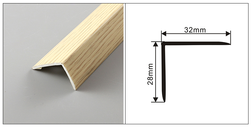 Dải viền g&oacute;c s&agrave;n gỗ cứng PVC h&igrave;nh chữ L 32 * 28mm