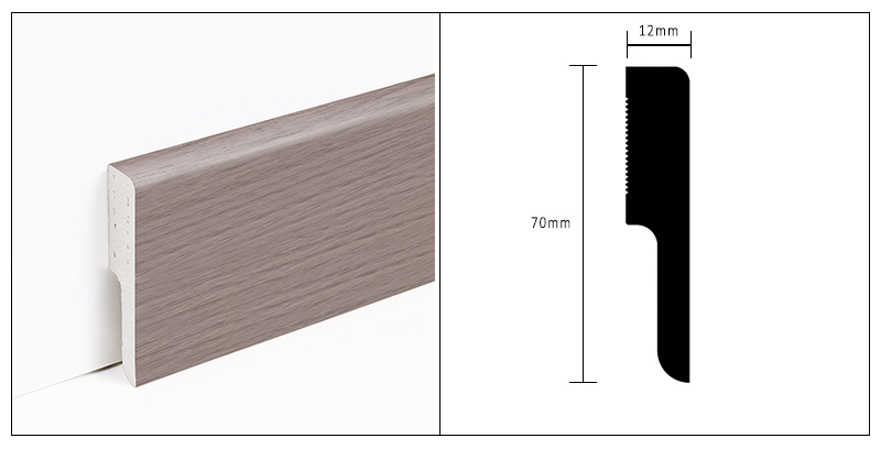Tấm ốp ch&acirc;n tường PVC nguy&ecirc;n khối 60 * 12 mm