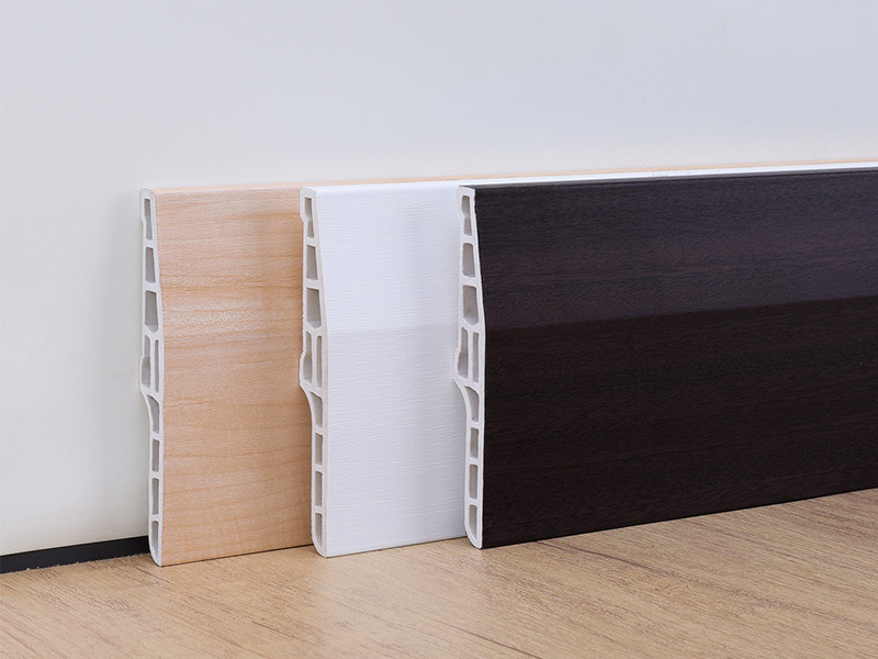 Tấm v&aacute;n ch&acirc;n tường PVC rỗng 100 * 15mm