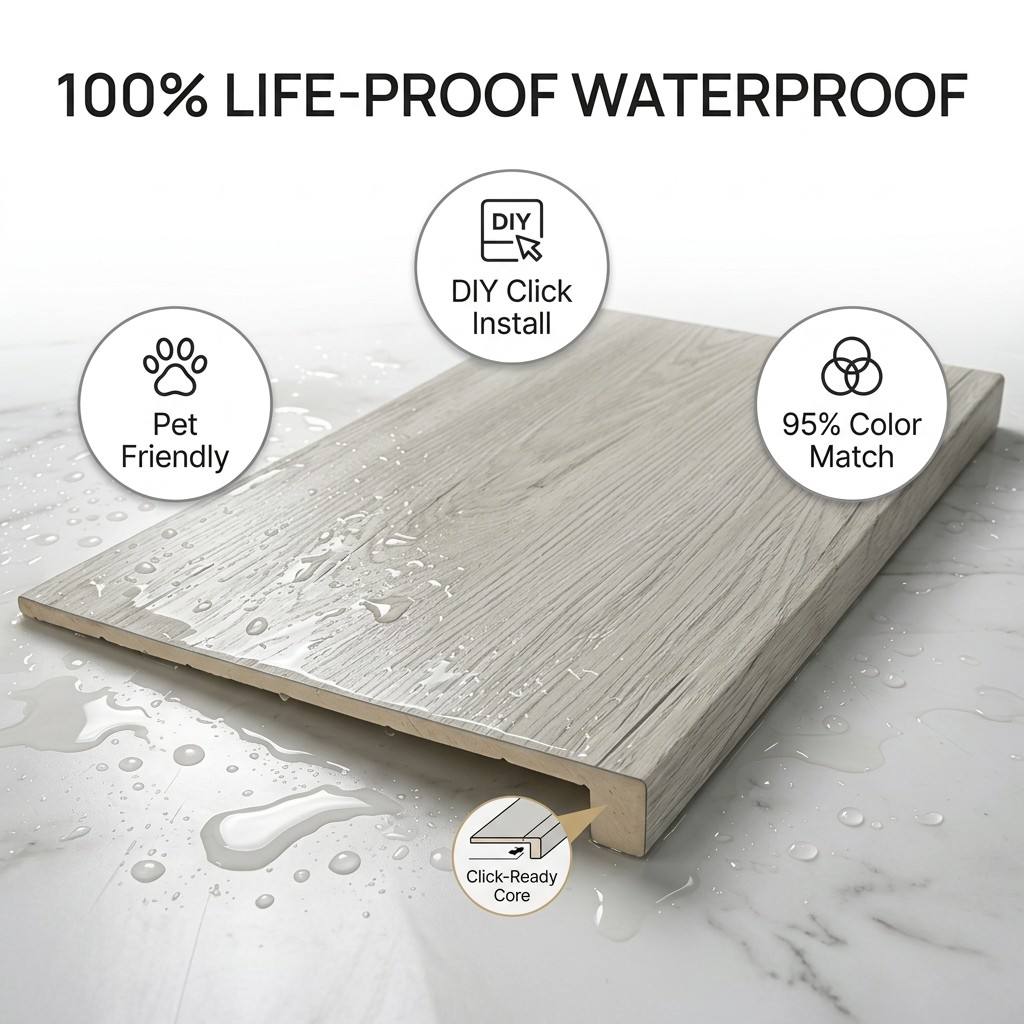 Bước liền mạch SPC chống nước hạng nặng 8 mm Bước liền mạch cho việc tu sửa nhà ở Hoa Kỳ