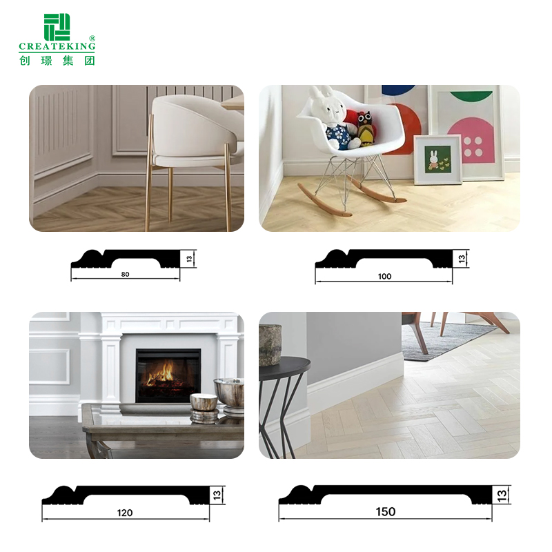Tấm ốp chân tường PS cổ điển 80-150mm Khuôn ván chân tường bằng Polystyrene tái chế